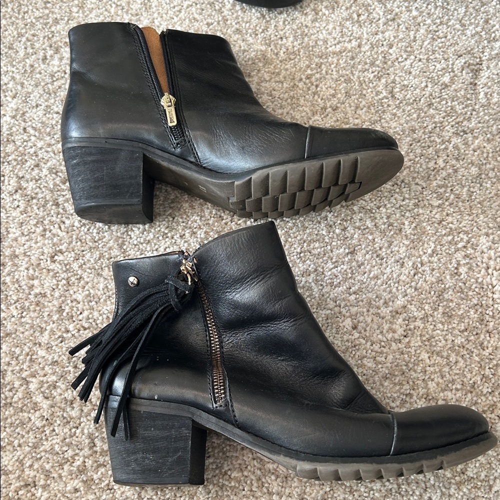 Black Ankle Boots with Tassel Detail